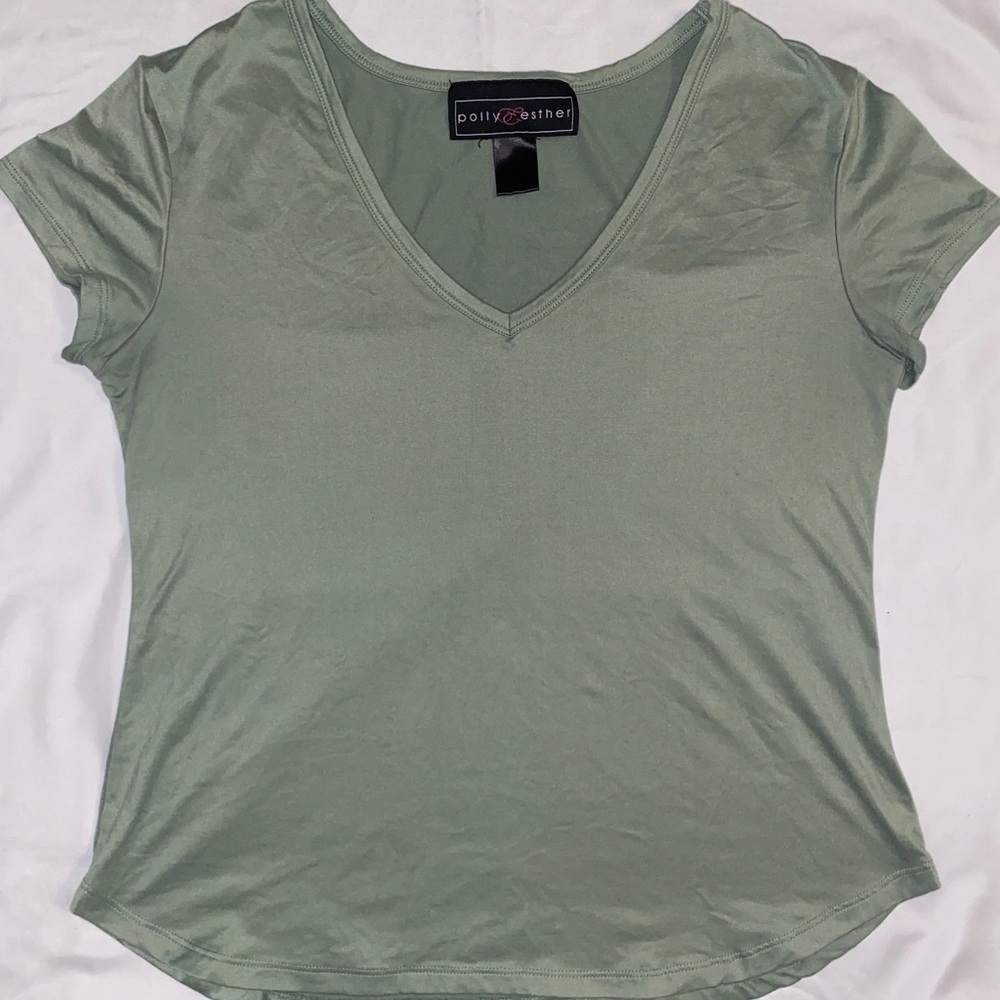 Green Polly & Esther V Neck Top
